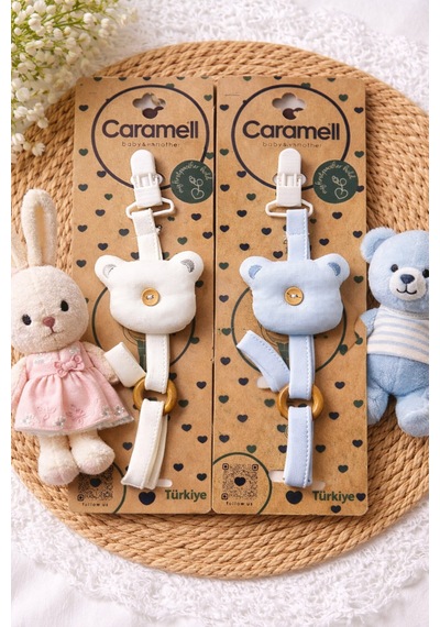 My Baby Kumsal Ayıcıklı Emzik Askısı 2 Li Set 1790 Ekru Ve Mavi