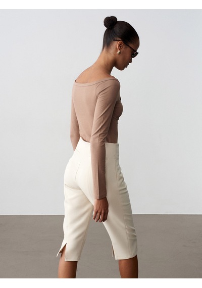 Dilvin 32661 Düğme Detaylı Bodysuit-vizon Vizon