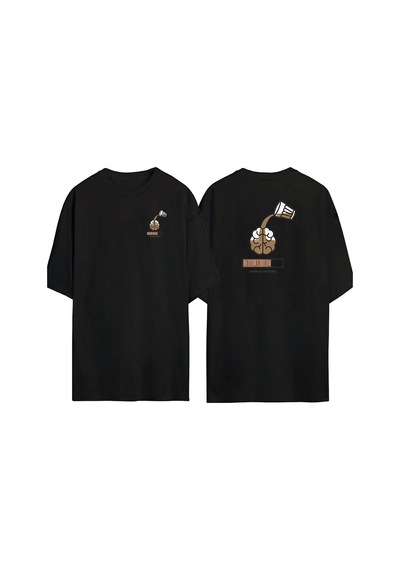 Thewert Unisex Loading Createavity Ön Arka Baskılı Sıyah Oversize T-shirt Siyah