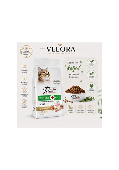 Felicia Digest Care Adult Tavuklu Kedi Maması 2 Kg - Hypoallergenic Low Grain Sindirim Destekli Yetişkin Kedi Maması - 886579885