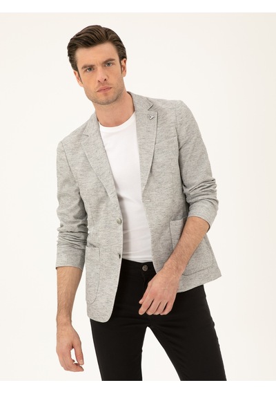 Cacharel Açık Gri Slim Fit Pamuk Karışımlı Ceket
