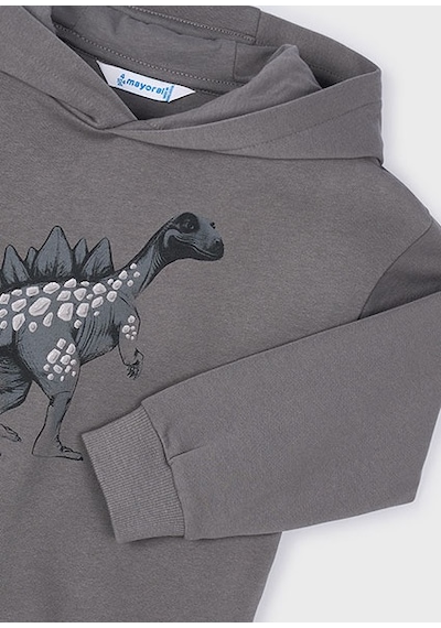 Mayoral Gri Erkek Çocuk Dinazor Baskılı Kapüşonlu Sweatshirt 4407 Gri