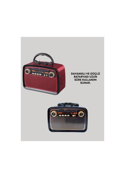 Taşınabilir Bluetooth Hoparlör Modern Teknoloji İle Nostaljik Radyo Deneyimi - Alkglb4217-9