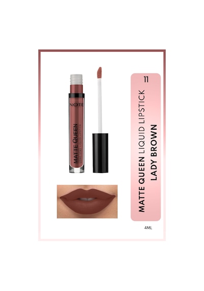 Note Cosmetique Matte Queen Lipstick Kalıcı Mat Likit Ruj - 11 Lady Brown - Kahverengi