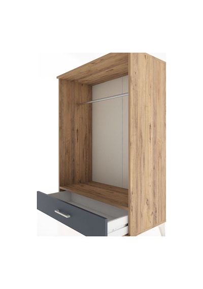 Hyperion Dolap Tek Raflı Tek Çekmeceli Tek Askılı 88x44x134 Çam-antrasit Atlas Çam