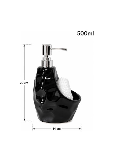Siyah Porselen 500ml Sıvı Sabunluk Süngerlik Bölmeli 079s Diğer