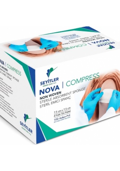 Hemengo Compress 7,5cmx 7,5cm 4 Katlı Steril Emici Spanç - 100'lü Kutu Hmngobzs