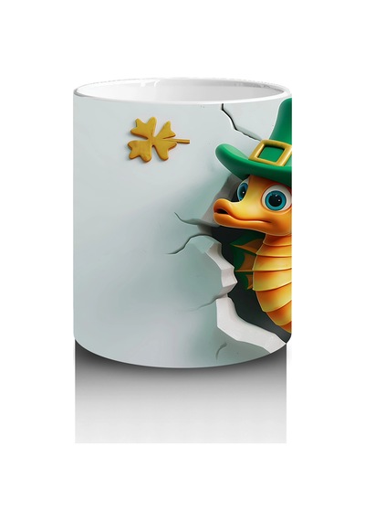 Şapkalı St. Patrick S Temalı Sevimli Yılan Figürü - Baskılı Kahve Kupası Renkli