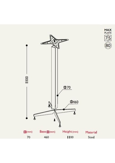 Gürçayhırdavat Tablalı Masa Ayağı 11.472 - Taban Çapı 46Cm H110Cm