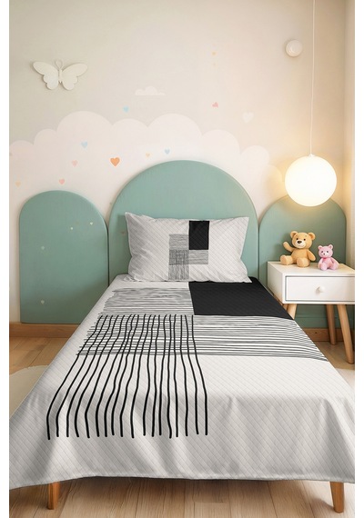 Siyah Geometrik Genç Odası Tek Kişilik Pike Takımı - Modern Çizgili 160x220 Cm Kapitone Yatak Örtüsü Kremamsı Kül Gölgeliği Siyah Geometrik Genç Odası Tek Kişilik Pike Takımı - Modern Çizgili 160x220 Cm Kapitone Yatak Örtüsü Kremamsı Kül Gölgeliği