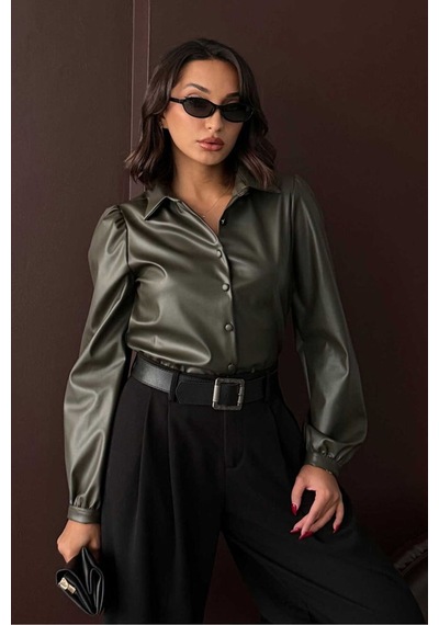 Verymoda Suni Deri Gömlek - F2044 Haki