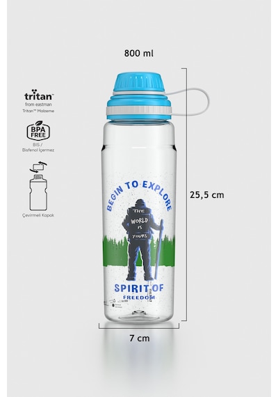 Renga Ege Begin Desen 800 Ml Tritan Matara 912069 Mavi MAvi