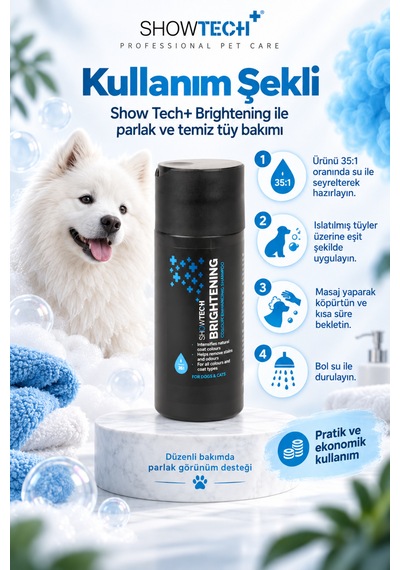 Showtech Brightening Parlatıcı Etkili Kedi Beyaz Köpek Şampuanı 100 Ml - 35:1 Konsantre