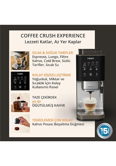 Krups Coffee Crush Experience Tam Otomatik Çekirdekten Fincana Espresso Kahve Makinesi -