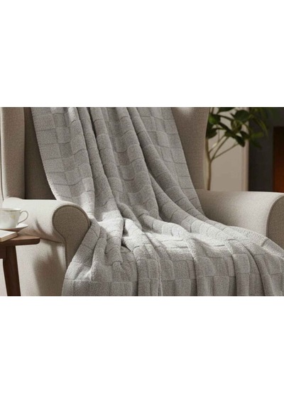 Merinos Fiona Stonecube Soft Battaniye 200x220 Gri Açık Gri