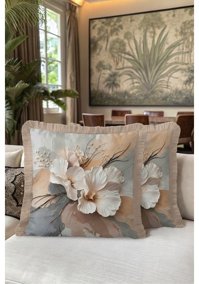Çiçek Motifli Floral Saçaklı Yastık Kılıfı - Sanatsal Botanik Bej Gri Vizon Püsküllü Kırlent Kılıfı Yalın Vadi Halo Çiçek Motifli Floral Saçaklı Yastık Kılıfı - Sanatsal Botanik Bej Gri Vizon Püsküllü Kırlent Kılıfı Yalın Vadi Halo