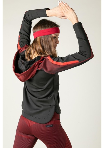 Maraton Active Slimfit Kadın Kapşonlu Uzun Kol Spor Siyah Tracktop 815015-siyah