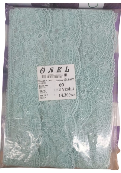 Dantel Polyester Sanal Tül Bant Su Yeşili 14,30 Metre En 6 Cm On-60-sy