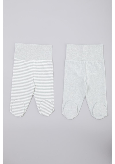 Organicera Organik Yenidoğan Patikli Pantolon, 2 Li Set , Aqua Melange Mint