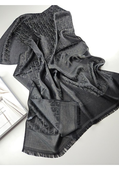 Miorel Scarfs Cd Desen Kaşmir İpek Şal Scarfs Cashmere Shawl Hijab Yeni Sezon Siyah