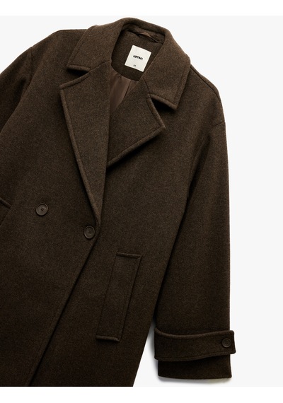 Koton Astarlı Düğmeli Kruvaze Uzun Kollu Oversize Kaşe Kaban Kahverengi 6wak00058ew Kahve Koton Astarlı Düğmeli Kruvaze Uzun Kollu Oversize Kaşe Kaban Kahverengi 6wak00058ew Kahve