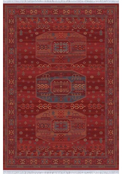 Bordo Yöresel Dokuma Pamuk Tabanlı Kaymaz Kilim Klm312n11