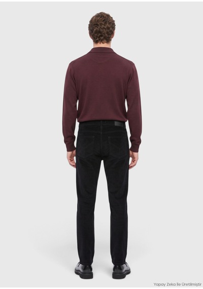 Ramsey Siyah Dokuma Regular Fit Kadife Casual Pamuk Karışımlı Pantolon