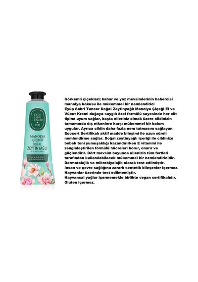 Manolya Çiçeği Doğal Zeytinyağlı El Ve Vücut Kremi 4 x 50 ML