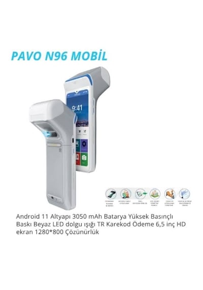 Pavo N96 Android 11 Mobil Pos Cihazı