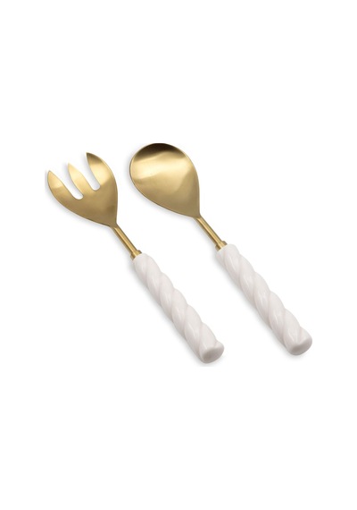 The Mia Ckb0273 Column Salata Servis Takımı 2 Parça Gold Altın - Beyaz