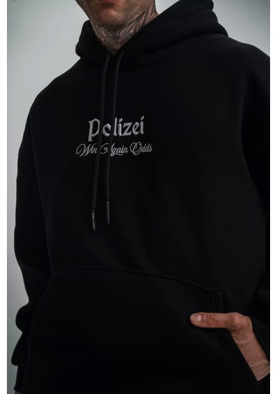 Polızeı Premium Kalite Kapşonlu Dijital Patchli Sweatshirt - Siyah