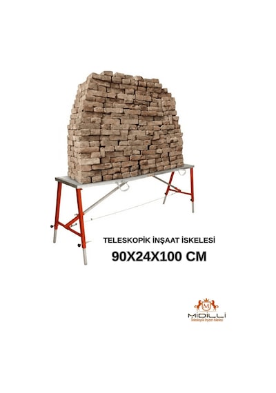 Alüminyum Gövdeli Çelik Ayaklı Teleskopik Katlanır İnşaat İskelesi - 400 Kg Taşıma Kapasitesi 90x24x100cm