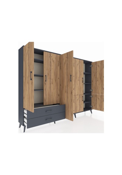 Arges Dolap 12 Raflı 2 Çekmeceli 7 Kapaklı 220x30x163 Antrasit-çam/antrasit Atlas Çam/antrasıt - Antrasıt Arges Dolap 12 Raflı 2 Çekmeceli 7 Kapaklı 220x30x163 Antrasit-çam/antrasit Atlas Çam/antrasıt - Antrasıt