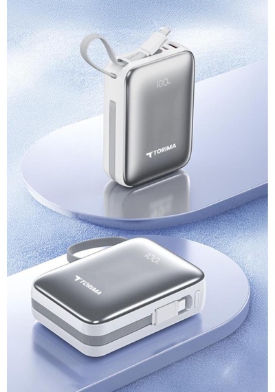 Powerbank 10000 Mah Type-c Lightning Hızlı Şarj Dijital Göstergeli 45w Trm-1018 Beyaz