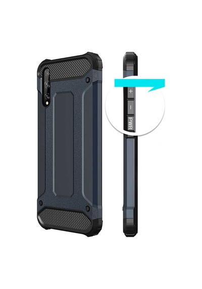 Ekılıf - Huawei P Smart S Y8p Uyumlu Kılıf Çift Katman Zırh Tank Crash Military Kapak - Rose Gold