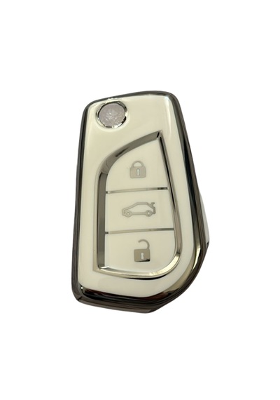 Autohan Keys Toyota Uyumlu Anahtar Koruma Kılıfı, Beyaz Gümüş, Corolla Auris Yaris Verso Avensis Aygo Hilux Modelleri Için Nano Kaplama