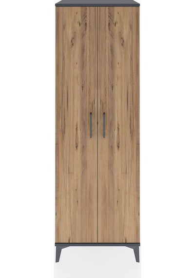 Hyperion Dolap 2 Raflı 2 Kapaklı Tek Askılı 60x44x182 Antrasi... Antrasit