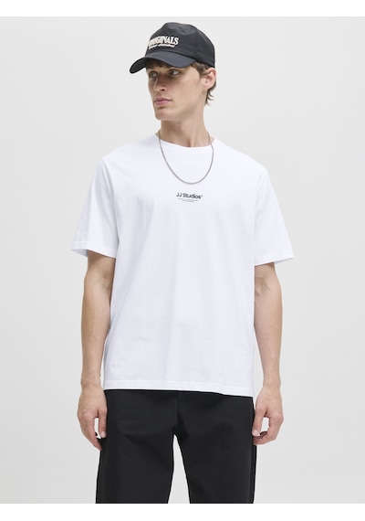 Jack & Jones Erkek Minimal Baskili Tisört - Soho - 12278787 Beyaz