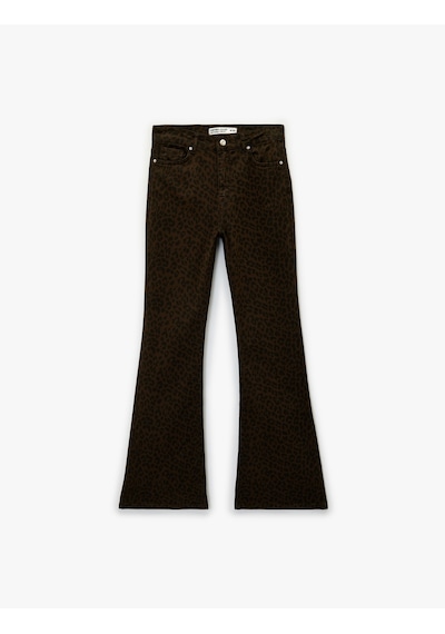 Koton Cepli Yüksek Bel Leopar Desenli İspanyol Paça Jean Pantolon - Flare Jeans Leopar Desenli 6sal40053mw Leopar Desenli Koton Cepli Yüksek Bel Leopar Desenli İspanyol Paça Jean Pantolon - Flare Jeans Leopar Desenli 6sal40053mw Leopar Desenli