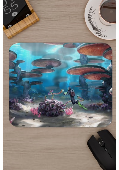 Subnautica Kaymaz Dikişli Kauçuk Oyuncu Mousepad V5 - 22x18 Gaming Mouse Pad Fare Altlığı
