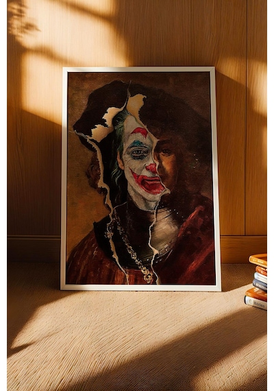 Joker Self Portrait Çerçeveli Tablo Sinemaseverlere Hediyelik Duvar Dekoru Modifiye Sanat