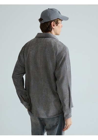 Lcw Vision Gri Regular Fit Kadife Erkek Gömlek