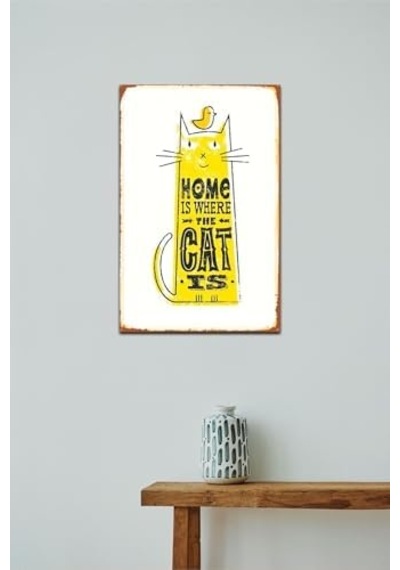 Kuşe Kağıt Duvar Posteri Cat Is Retro Vintage Drtr0040 7/8 Yaş