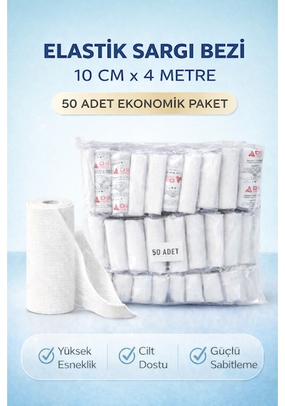 Elastik Sargı Bezi 10 Cm X 4 M 50 Adet.