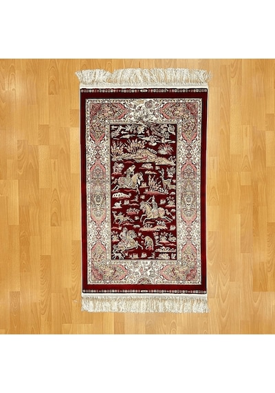 Şehname Motifli 200 X 300 Cm İpek Halı 406-bordo