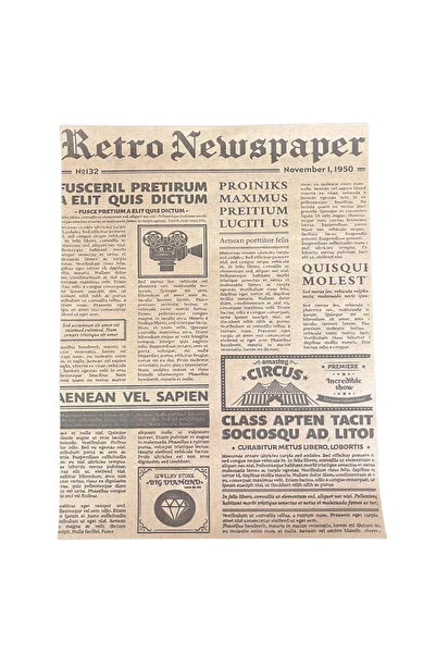 100 Adet Kendinden Desenli Yağlı Kağıt 100 Adet Vintage Gazete Desen Sunum Kağıdı Ahşap