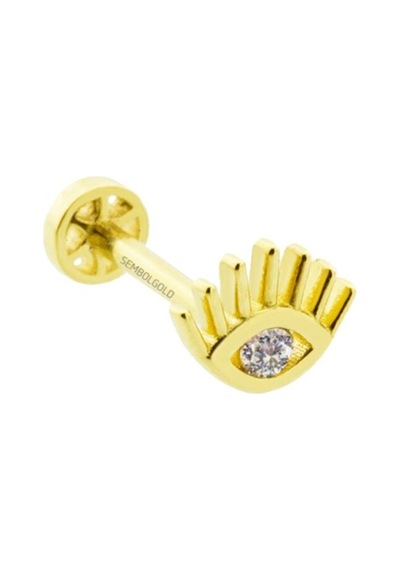 Altın Göz Tragus Piercing 14 Ayar Altın
