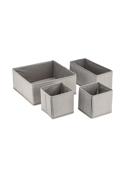 4'lü Gri Çizgili Dolap-çekmece Içi Organizer Seti 28x28x13 X1 / 28x13x13 X1 / 13x13x13 X2