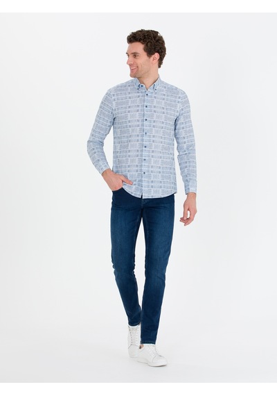 Cacharel İndigo Slim Fit Uzun Kollu Gömlek Mavi