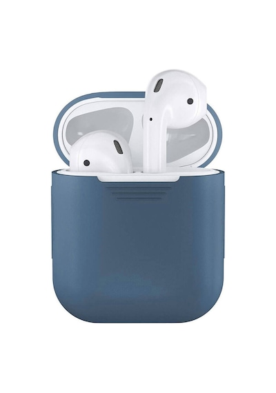 Wozlo Apple Uyumlu AirPods 1. Ve 2. Nesil Silikon Koruma Kılıfı - Silikon Koruyucu Kılıf - Mavi